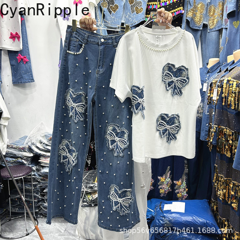 Embroidery Cotton Shirt - جديد الربيع الصيف المرأة قطعتين مجموعة