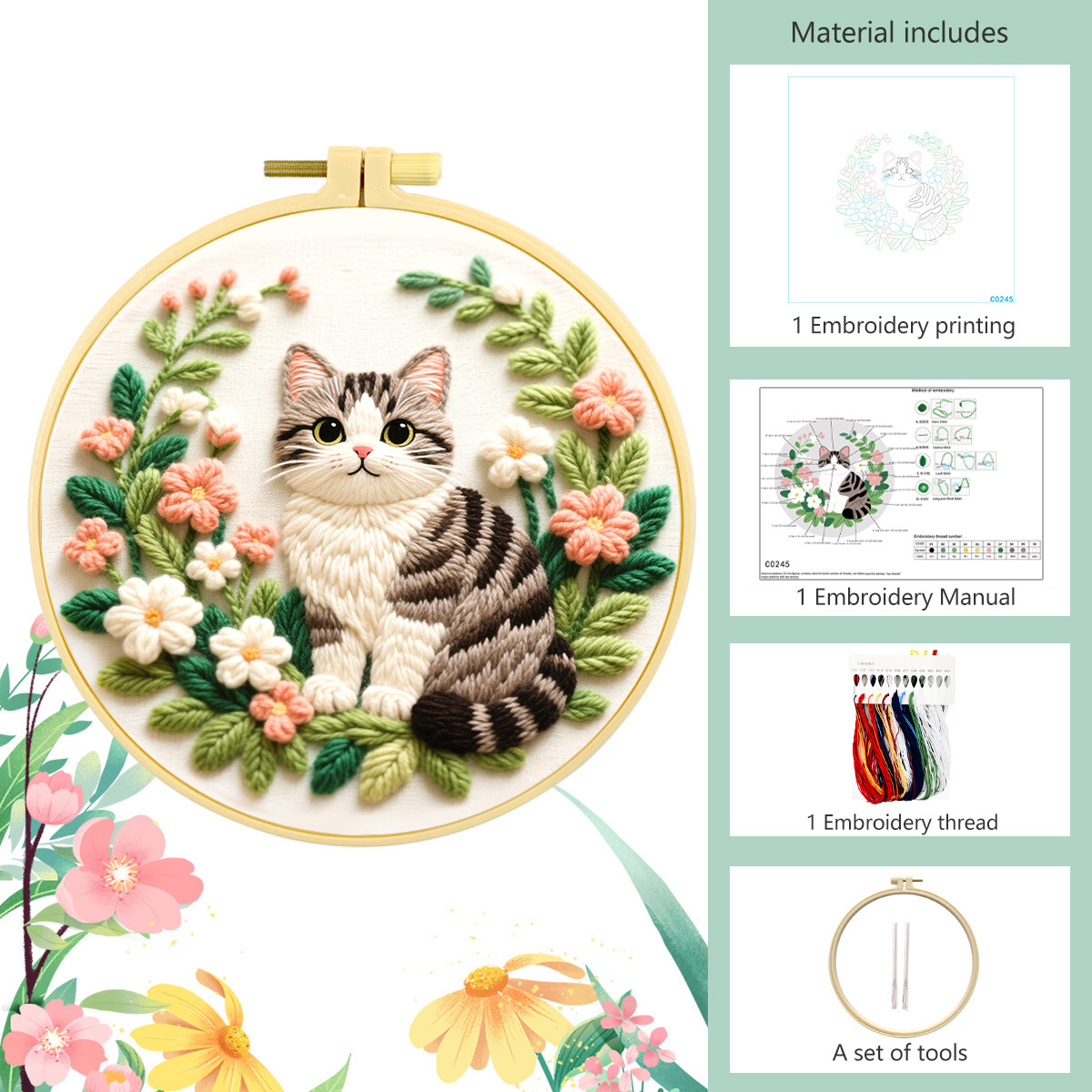مجموعة أدوات التطريز اليدوي، ت - مراجعة Embroidery Meaning وسعره