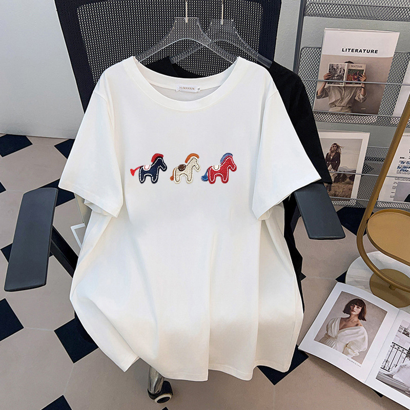 تي شيرت نسائي صيفي فضفاض بأكما - مراجعة Embroidery Cotton Shirt وسعره