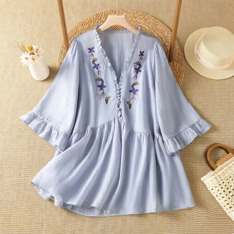 قميص أنيق من القطن والكتان بتط - مراجعة Embroidery Cotton Shirt وسعره