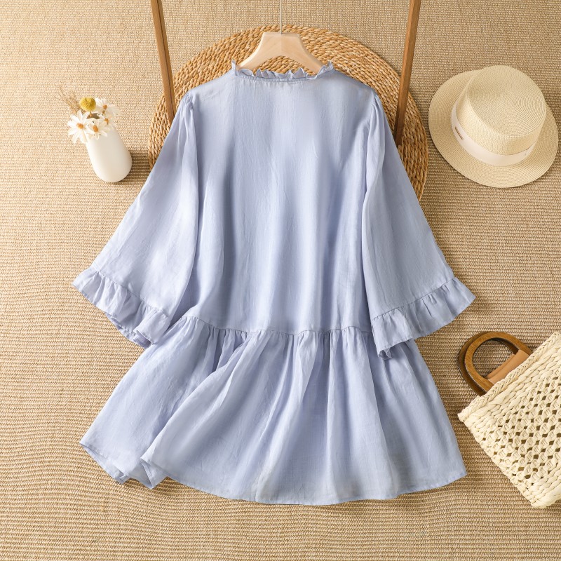 قميص أنيق من القطن والكتان بتط - مراجعة Embroidery Cotton Shirt وسعره