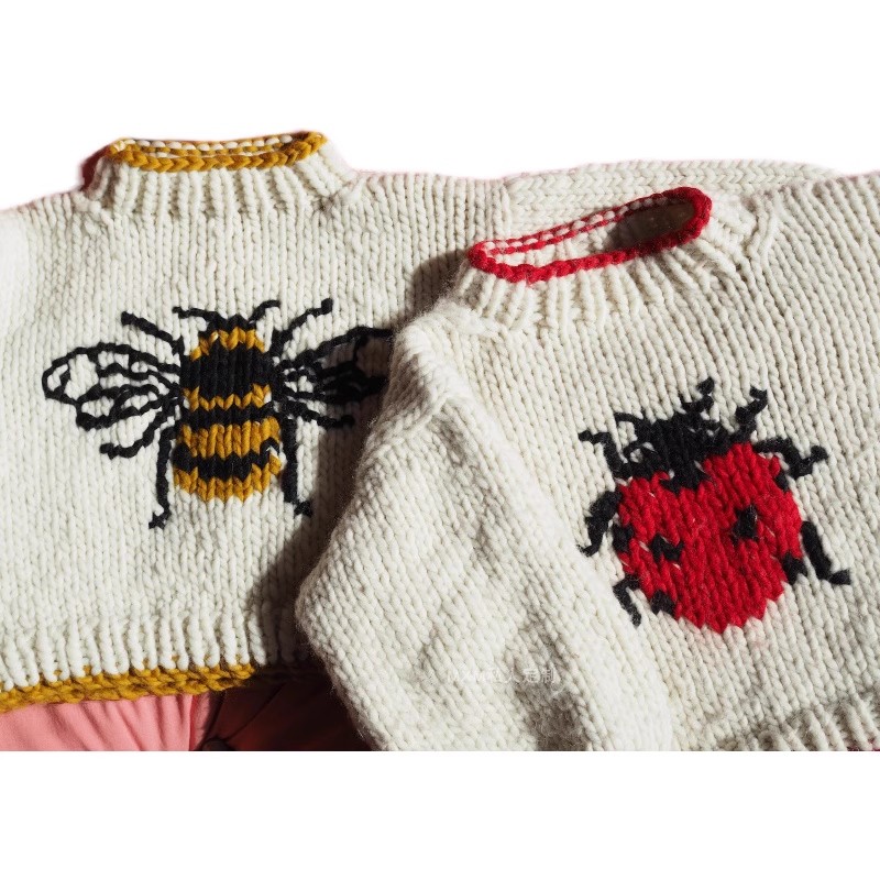 سترة صوفية نسائية طويلة الأكما - مراجعة Embroidery Lady Bug وسعره